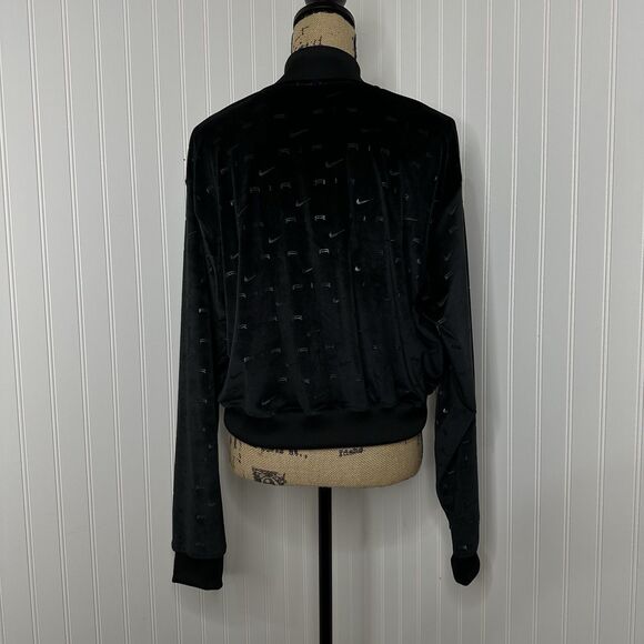 Nike Air Velour Jacket Sz L Black White Full Zip AOP DD5449 010 Sportswear NEW - Picture 4 of 15